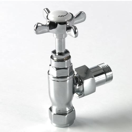 Genesis Round Radiator Valves, Chrome (Angled or Straight) Per Pair